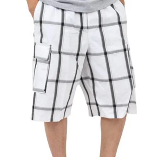 Plaid Cargo Shorts - White