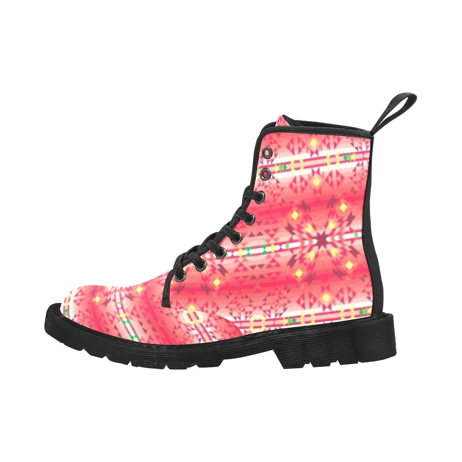 Red Pink Star Boots for Women (Black)