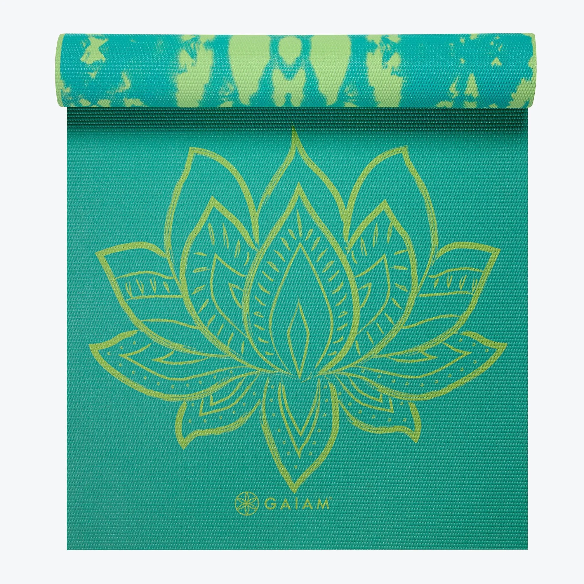 Reversible Turquoise Lotus Yoga Mat (6mm)