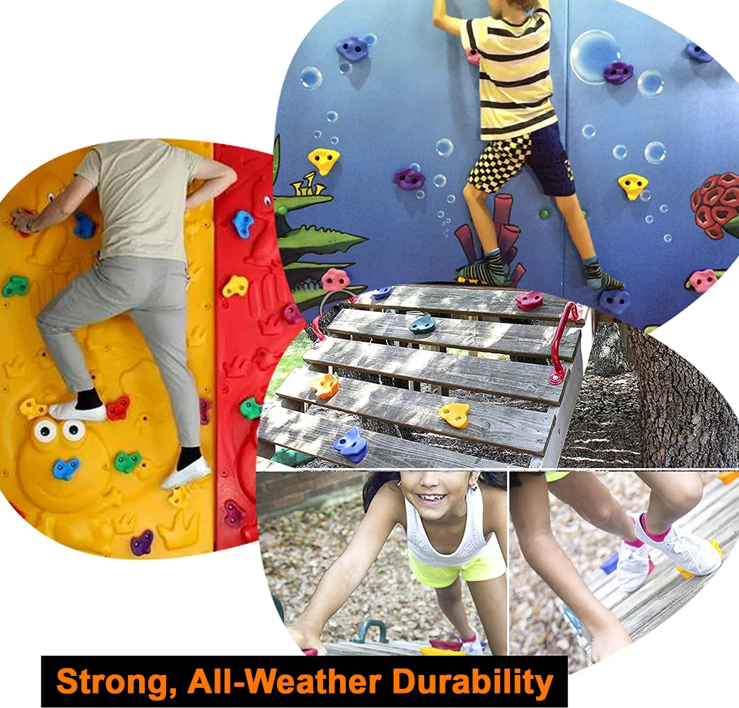 REZNOR Multisize Large Rock Climbing Holds Play Set for Kids, Adult Wall Climbing Stone for DIY Children Playground Wall/Wood Block, Pack of 12