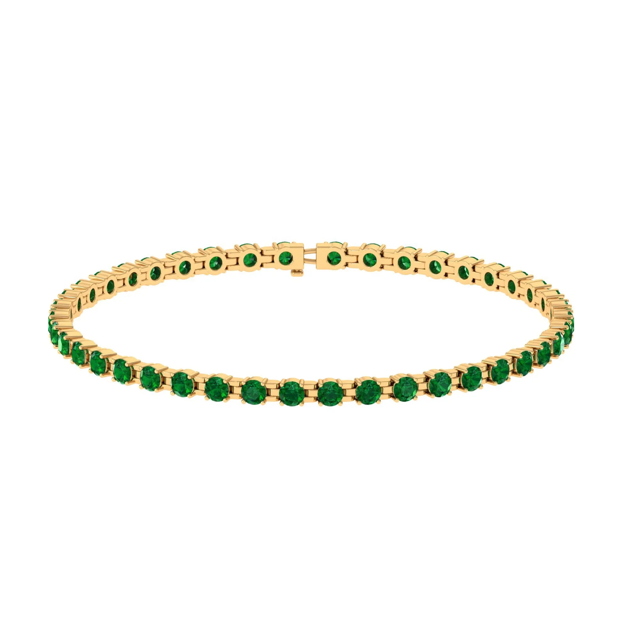 Round Shape Lab Grown Emerald Tennis Bracelet