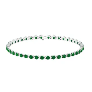 Round Shape Lab Grown Emerald Tennis Bracelet