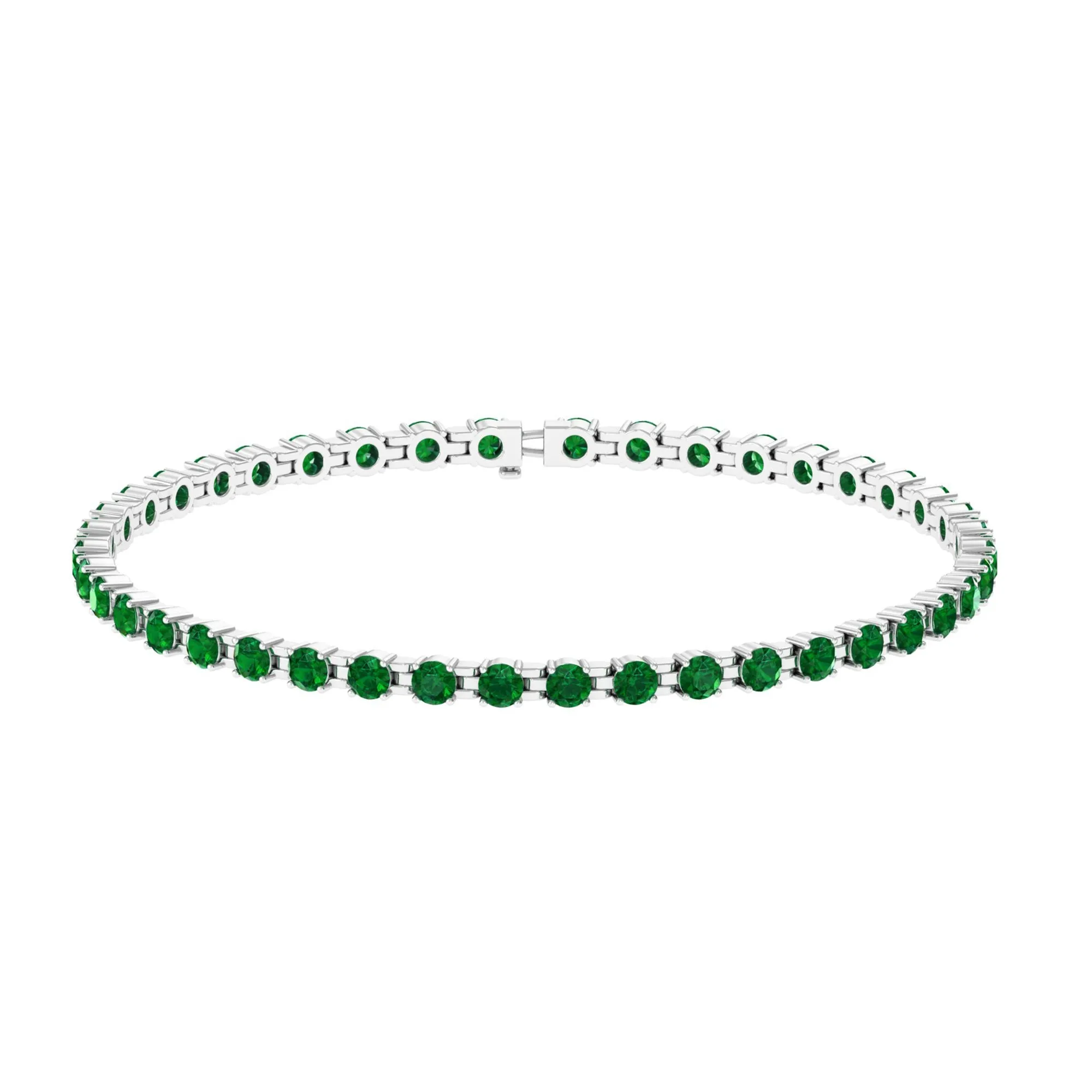 Round Shape Lab Grown Emerald Tennis Bracelet