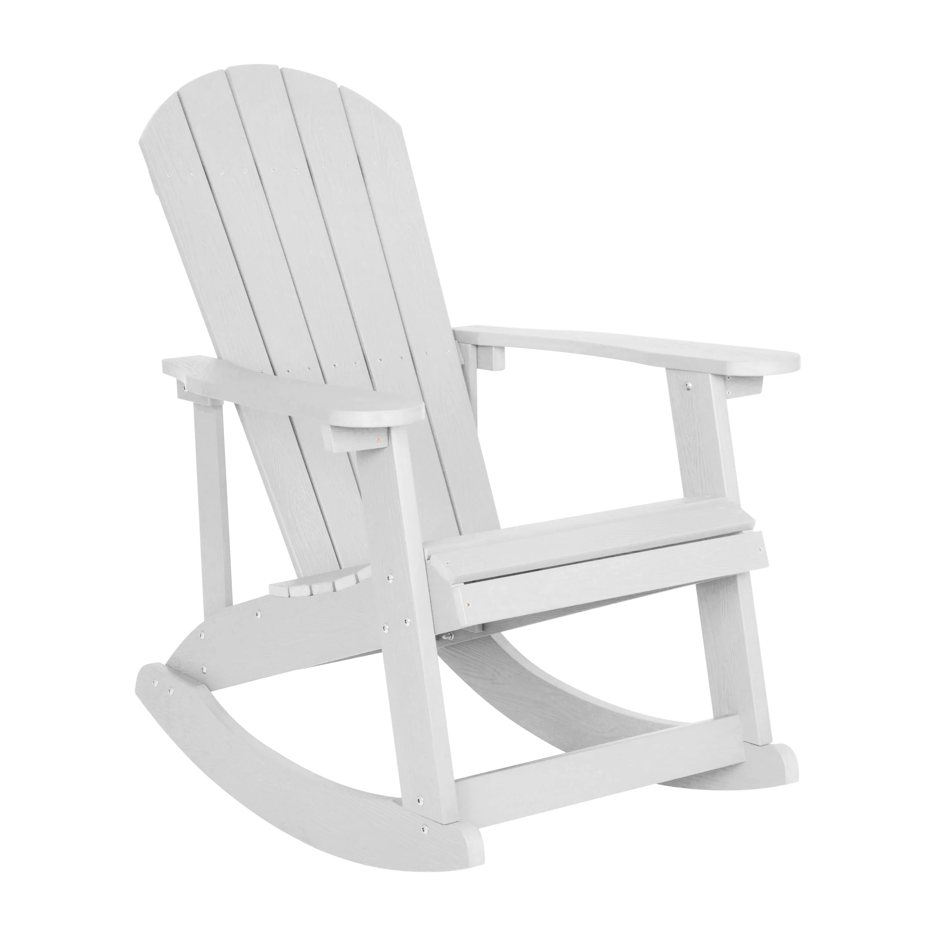 Savannah Set of 2 All-Weather Poly Resin Wood Adirondack Rocking Chairs with 22" Round Wood Burning Fire Pit