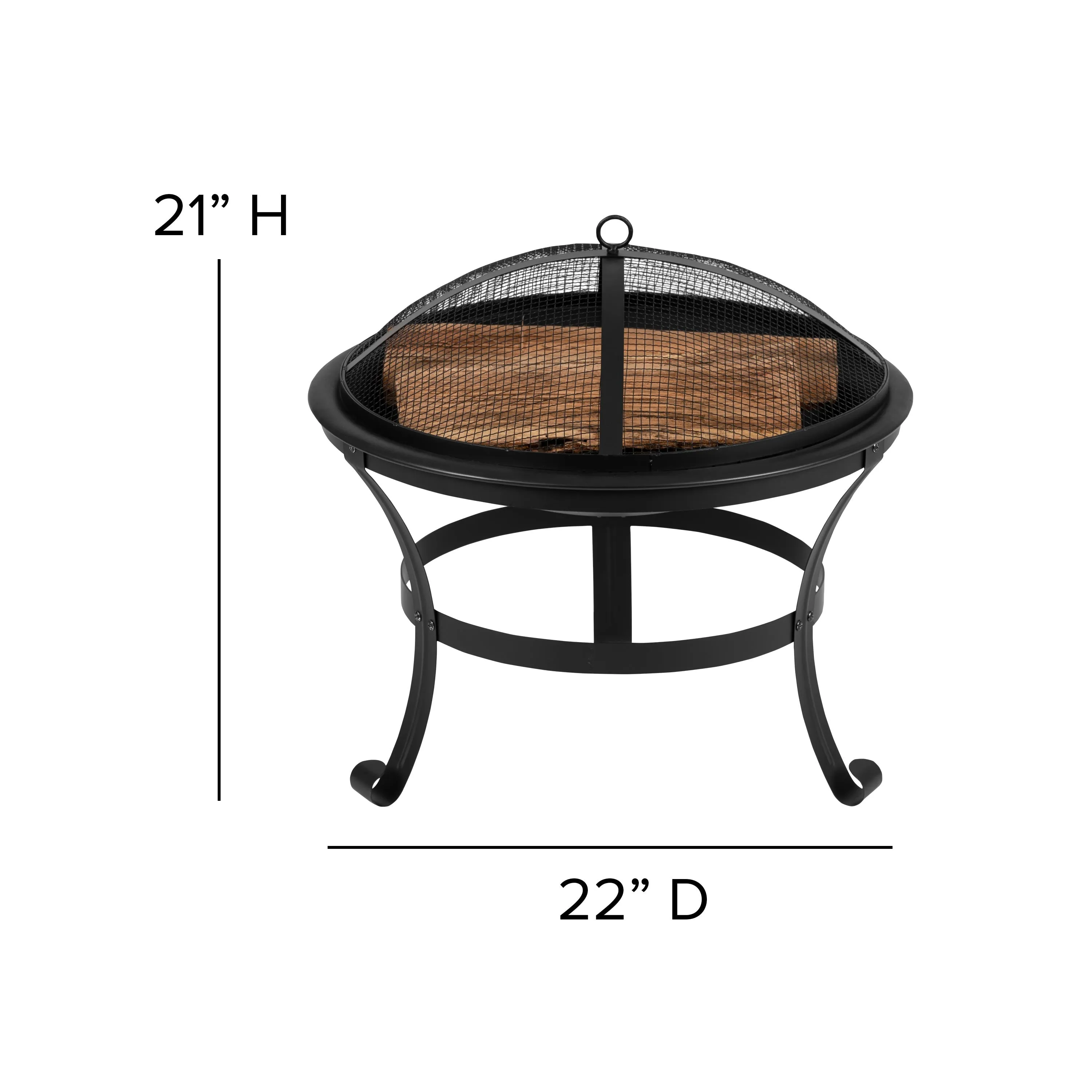 Savannah Set of 2 All-Weather Poly Resin Wood Adirondack Rocking Chairs with 22" Round Wood Burning Fire Pit