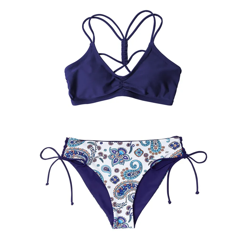 SOPREV   Vintage Floral Print European Style Women's Two Piece Bikini Set