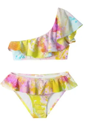 Stella Cove Girls Citrus Tie Dye One Shoulder Bikini Swimsuit