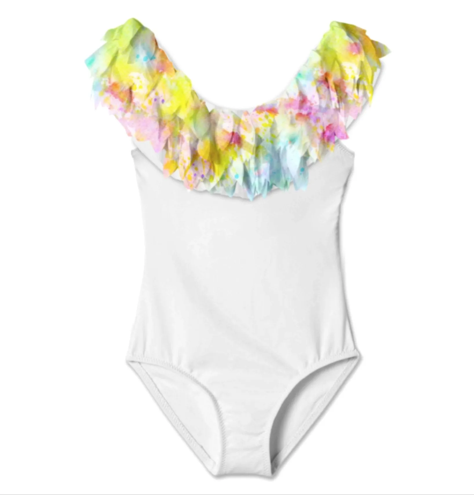 Stella Cove Infant to Youth Girls Citrus Petal Full Shoulder One Piece Swimsuit