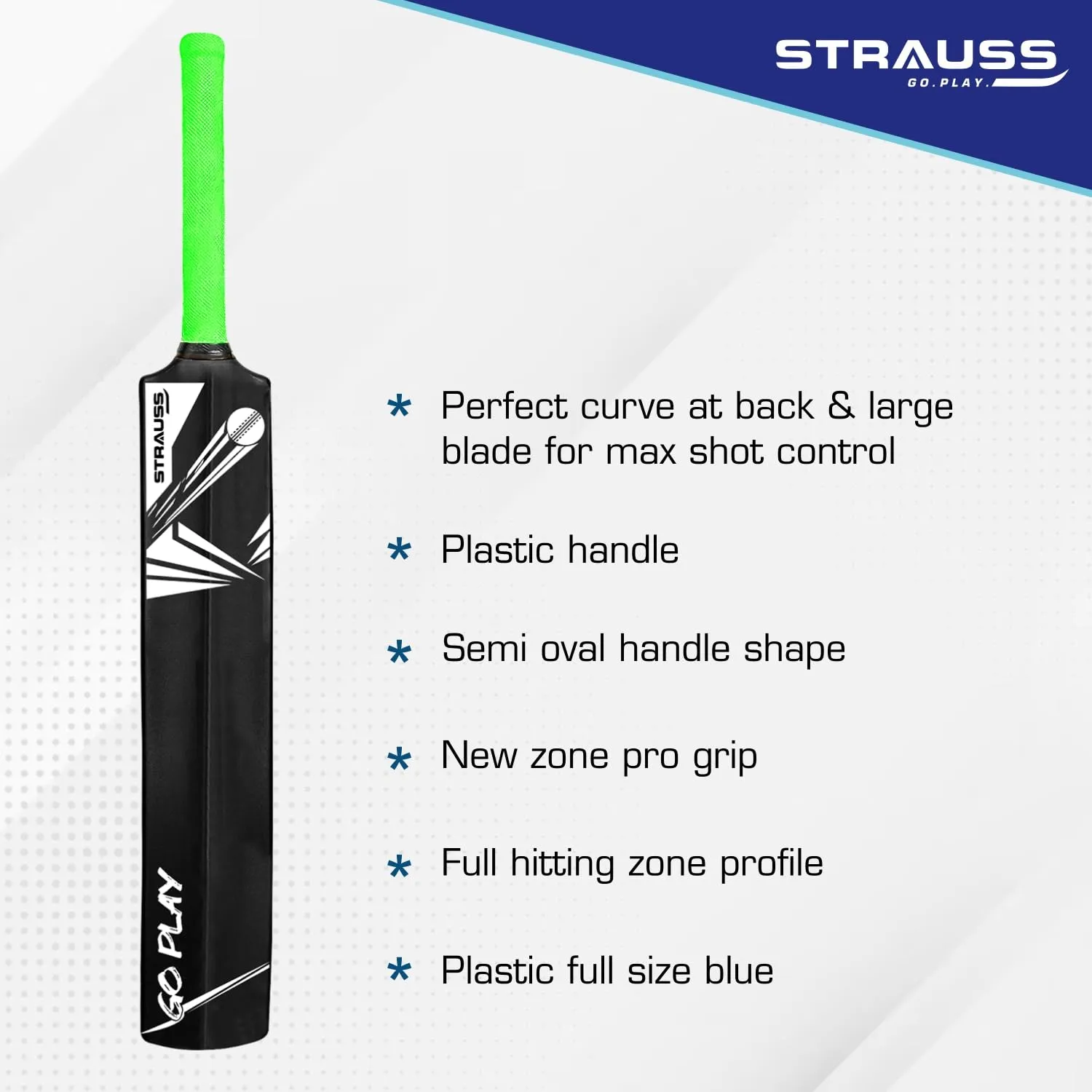 Strauss Clash Cricket Bat | Full Size | Dimensions: 34 X 4.5 inch | Heavy Duty Hard Plastic Cricket Bat | for All Age Groups | Tennis & Synthetic Ball Cricket Bat | Tennis Cricket Bat,(Green)