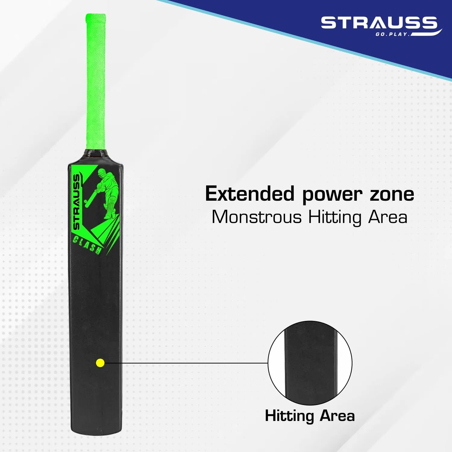 Strauss Clash Cricket Bat | Full Size | Dimensions: 34 X 4.5 inch | Heavy Duty Hard Plastic Cricket Bat | for All Age Groups | Tennis & Synthetic Ball Cricket Bat | Tennis Cricket Bat,(Green)