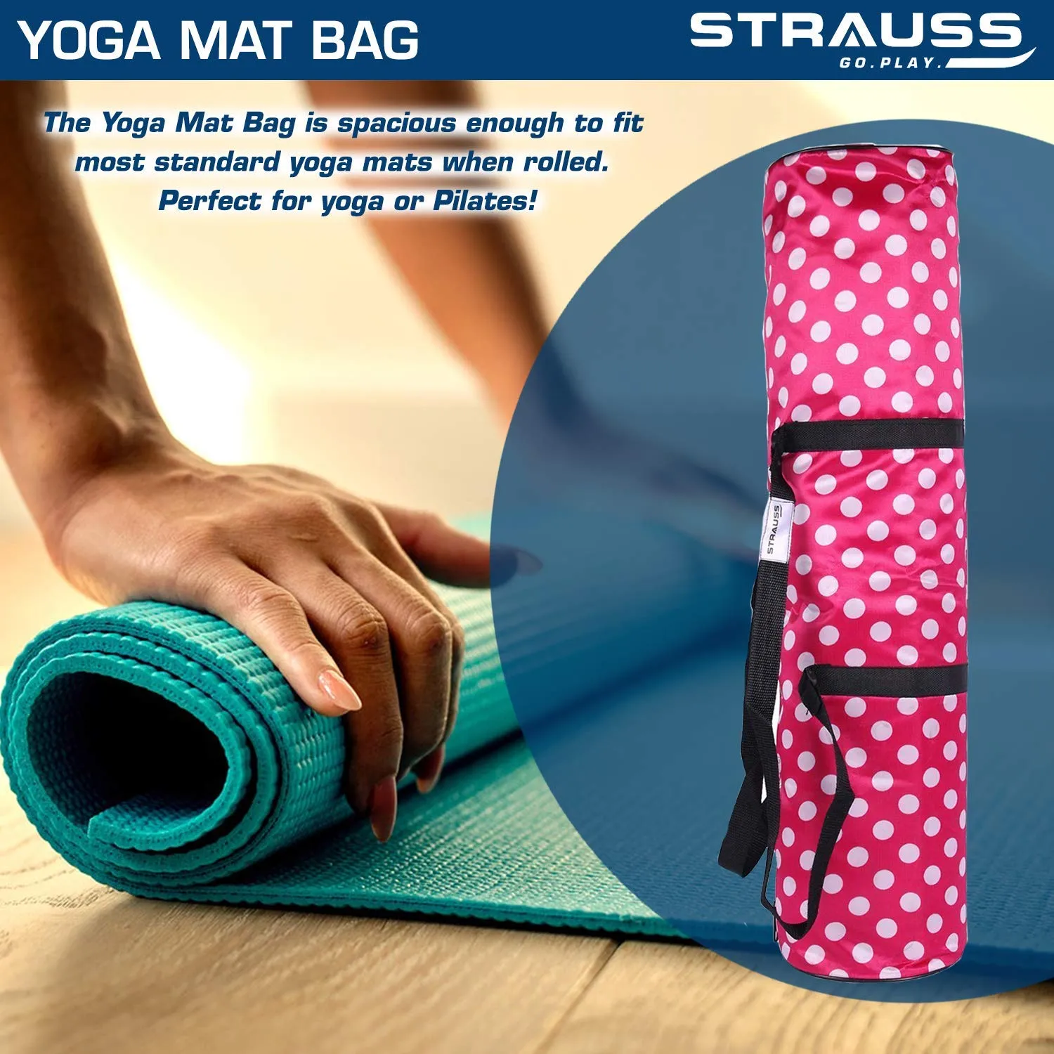 Strauss Yoga Mat 6MM (Floral Green) and Yoga Mat Strap, (Purple)