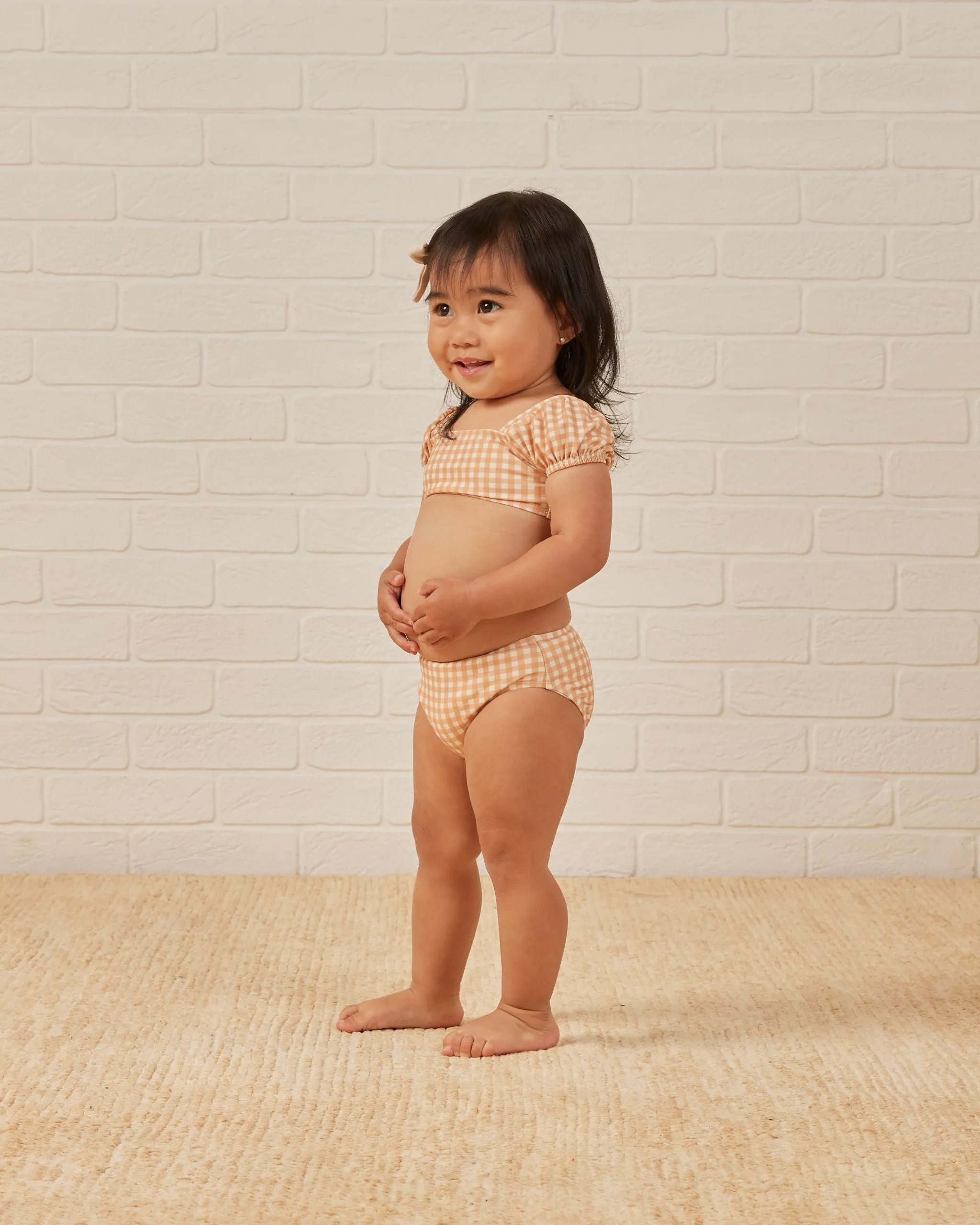 The Zippy Two Piece Swimsuit by Quincy Mae - Melon Gingham - BABY