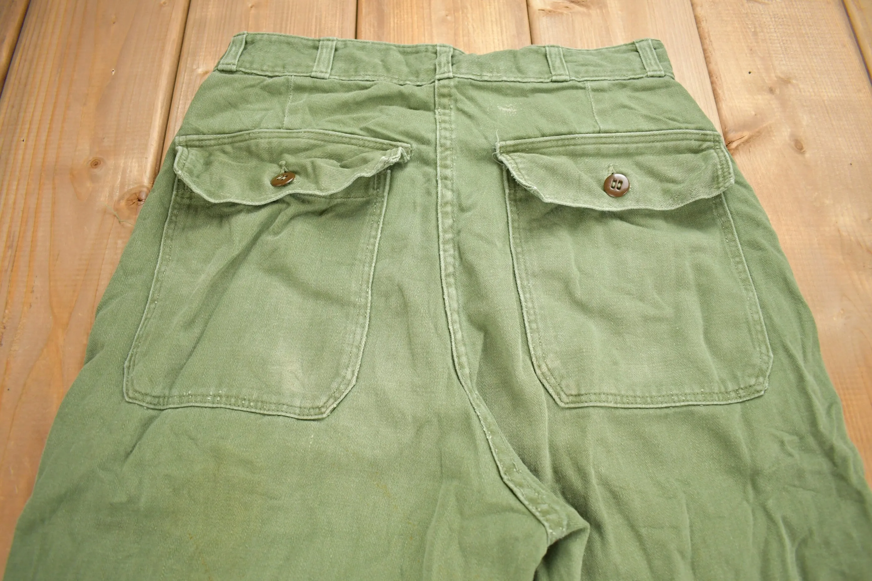 Vintage 1970s OG 107 Green Khaki Army Pants Size 28 x 30