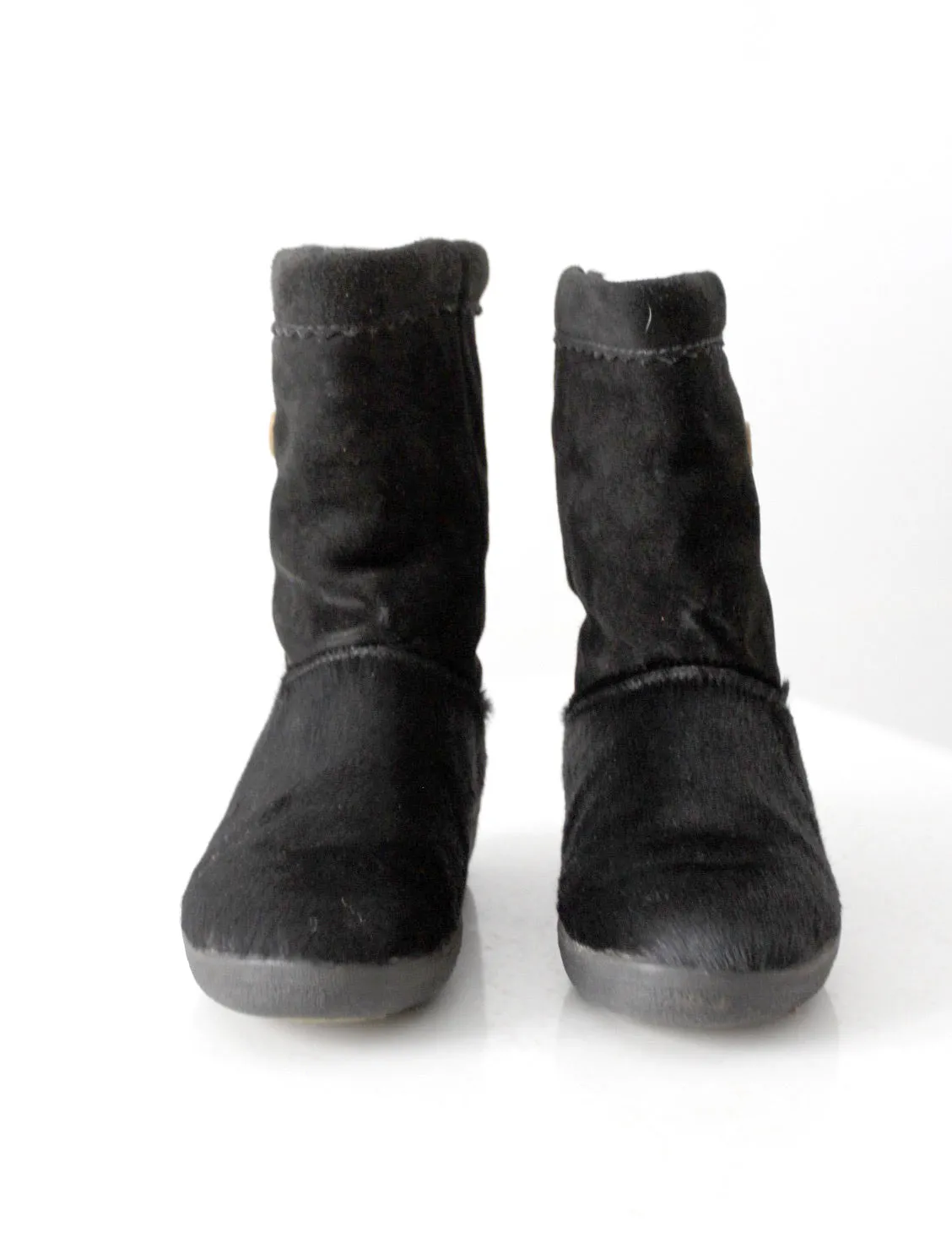 vintage Tecnica black fur suede winter boots