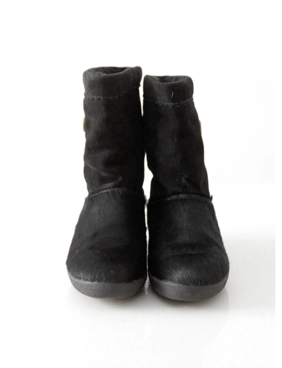 vintage Tecnica black fur suede winter boots