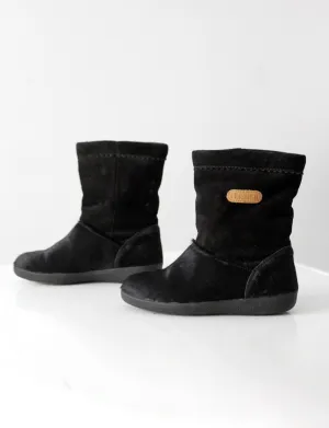 vintage Tecnica black fur suede winter boots