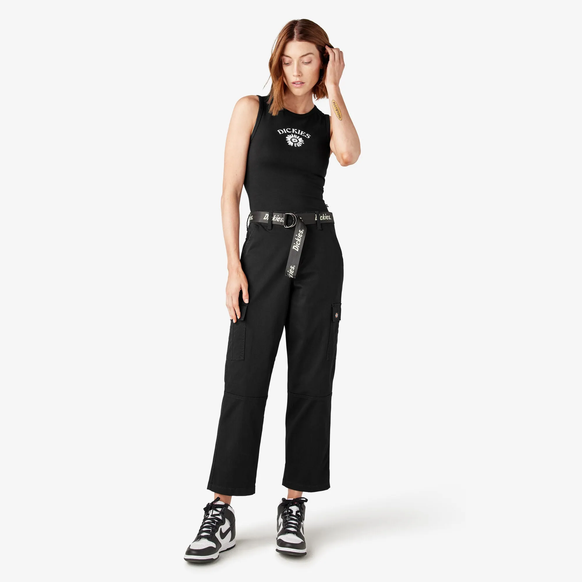 Women's Relaxed Fit Cropped Cargo Pant FPR50 - Black