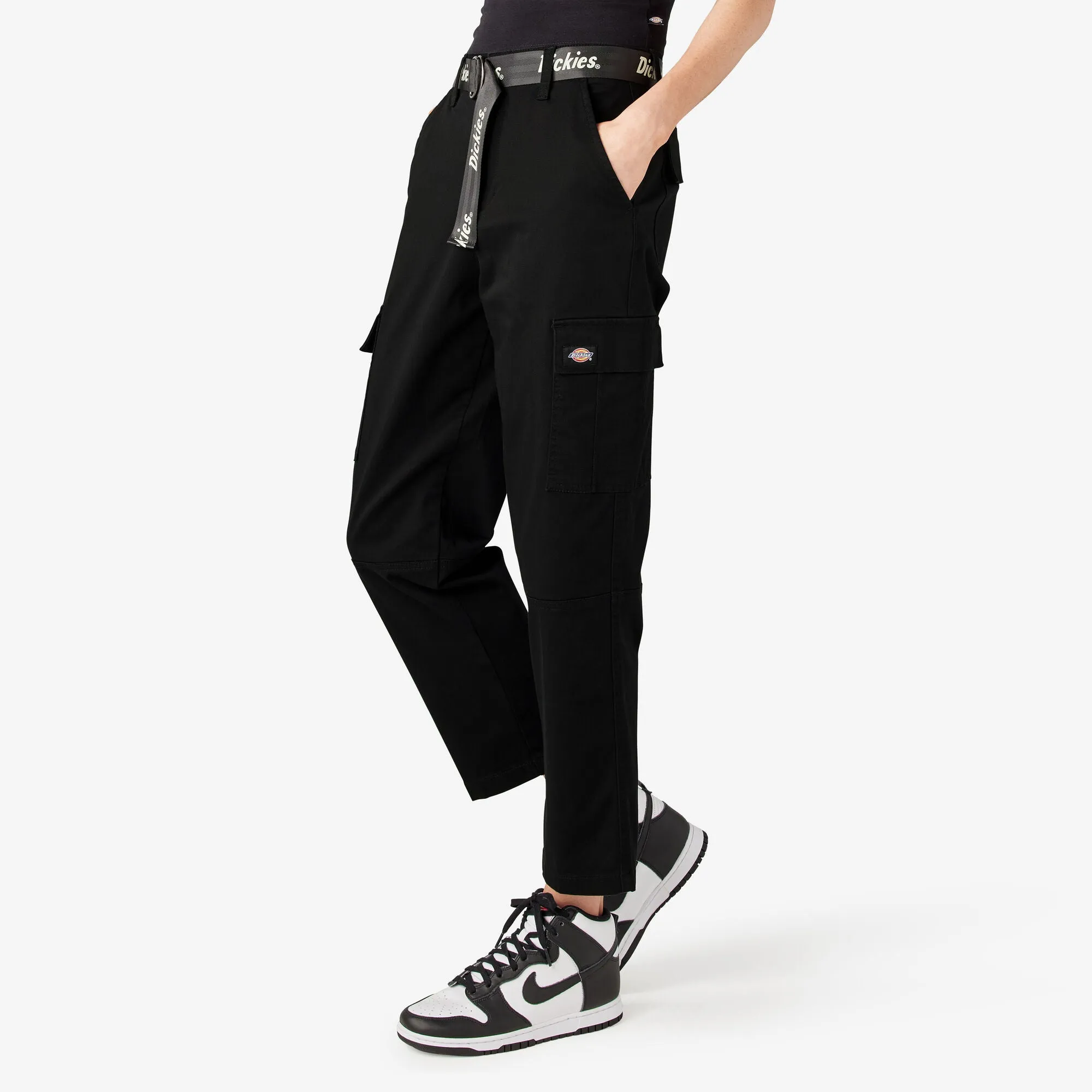 Women's Relaxed Fit Cropped Cargo Pant FPR50 - Black